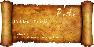 Petter Arián névjegykártya